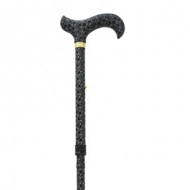 Bastón Plegable y Ajustable Negro con Diseño Blanco