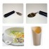 Pack de Utensilios Para Comer 3 (cuchara, tenedor negro, vaso, guia)