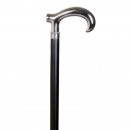 Bastón Madera Haya con Empuñadura Curvada Niquelada, color Negro