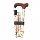 Bastón Plegable y Ajustable con Diseño de Flores Claras 