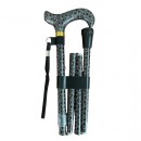 Bastón Plegable y Ajustable Negro con Diseño Blanco