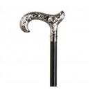 Bastón de Madera Haya Negro con Empuñadura Niquelada y Grabado