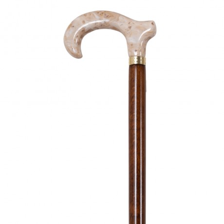 Bastón de Madera Haya Café con Empuñadura Imitación Mármol